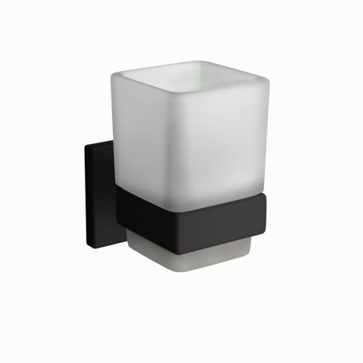 Стакан с держателем Jaquar Kubix Prime 70х105х100 мм черный матовый AKP-BLM-35741P