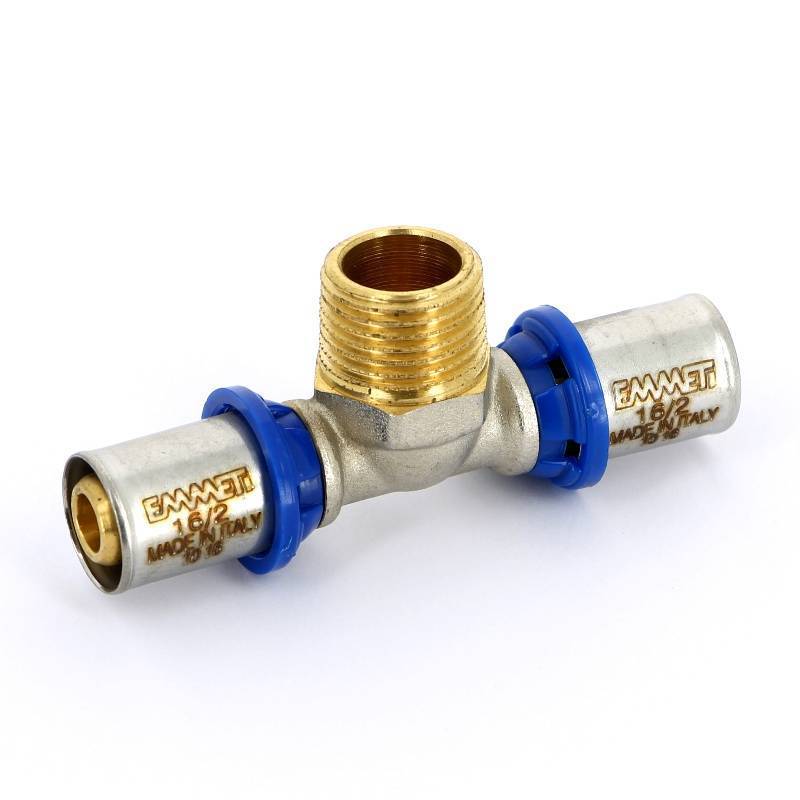 Тройник пресс с наружной резьбой EMMETI 16х1/2х16 28101410