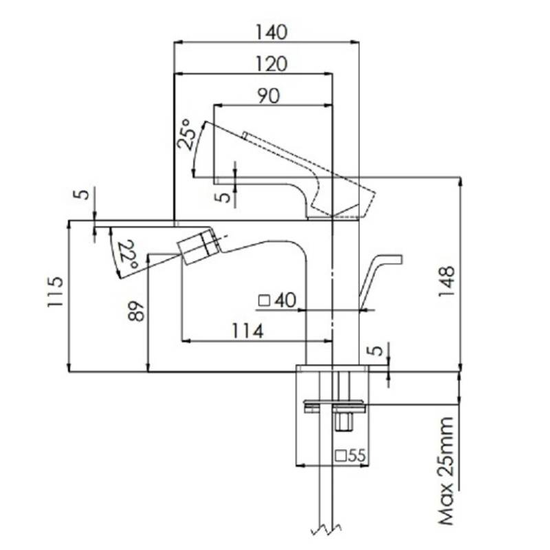 Смеситель для биде Remer Absolute однорычажный с донным клапаном хром AU20