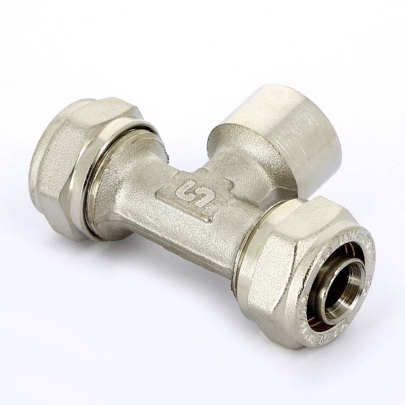 Тройник обжимной Uni-Fitt никелированный 20х1/2х20 ВР 667N7270