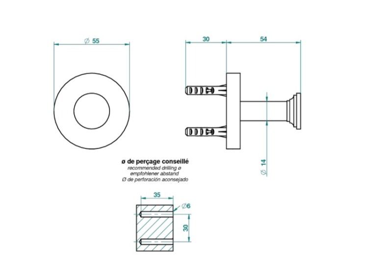 Крючок THG Transitionnel одинарный 55x54x55 мм цвет никель G58B01517