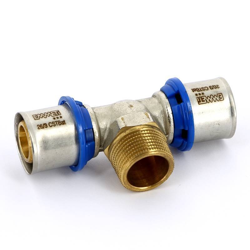 Тройник пресс с наружной резьбой EMMETI 20х1/2х20 28101414