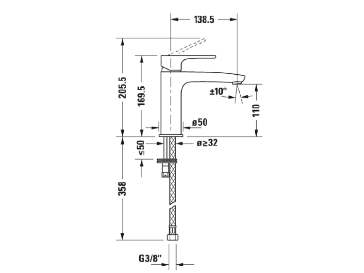 Смеситель для раковины Duravit B.1 хром B11020002010