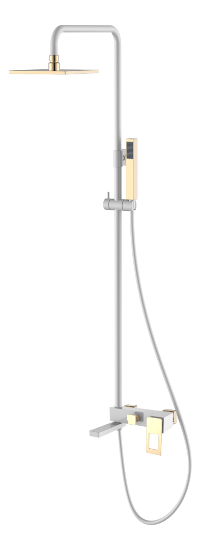 Душевая стойка Boheme Q со смесителем и верхним душем 20 см белый/золото 148-WG