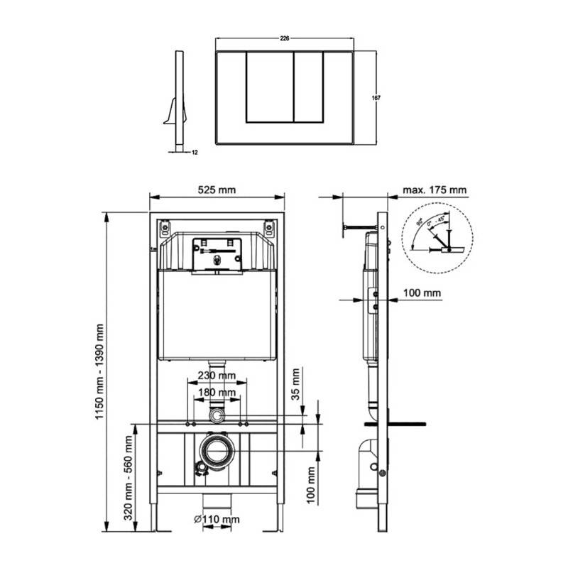 Кнопка смыва Kludi RAK для подвесного унитаза двойной смыв черный матовый RAK80010.BK2