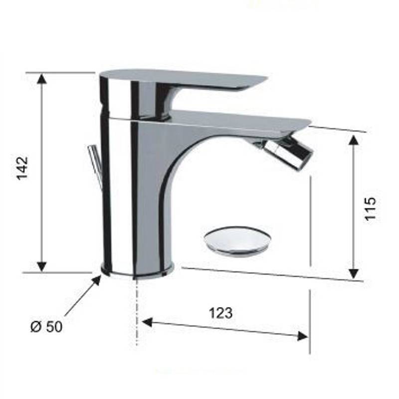 Смеситель для биде Remer Infinity однорычажный с донным клапаном хром I20
