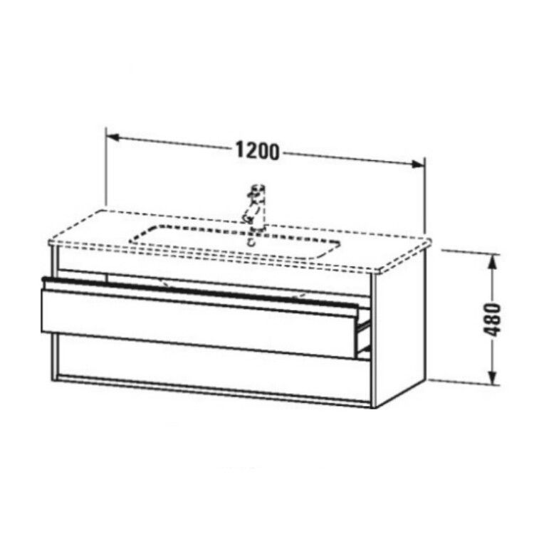 Тумба под раковину Duravit Ketho 1200x475x480 мм подвесная белый матовый KT643101818