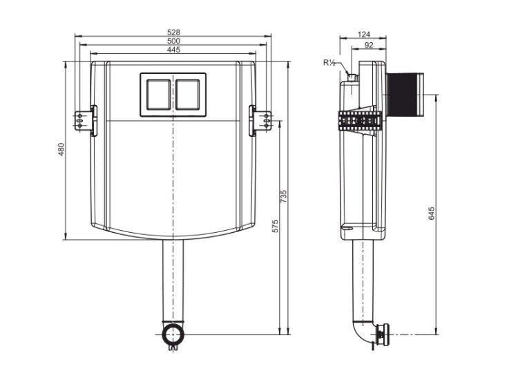 Бачок смывной скрытого монтажа Villeroy & Boch ViConnect 528x735x124 мм 92248300