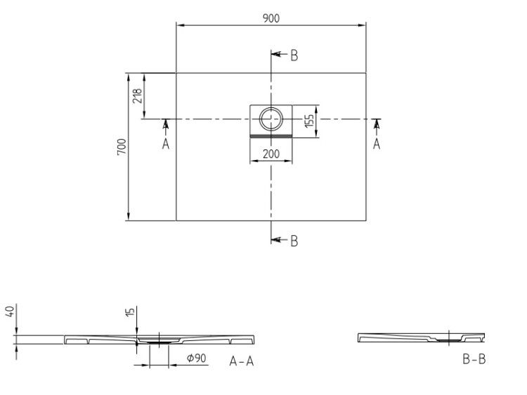 Душевой поддон Villeroy & Boch Squaro Infinity 900x700x40 мм цвет Stone White UDQ9070SQI2BVRW