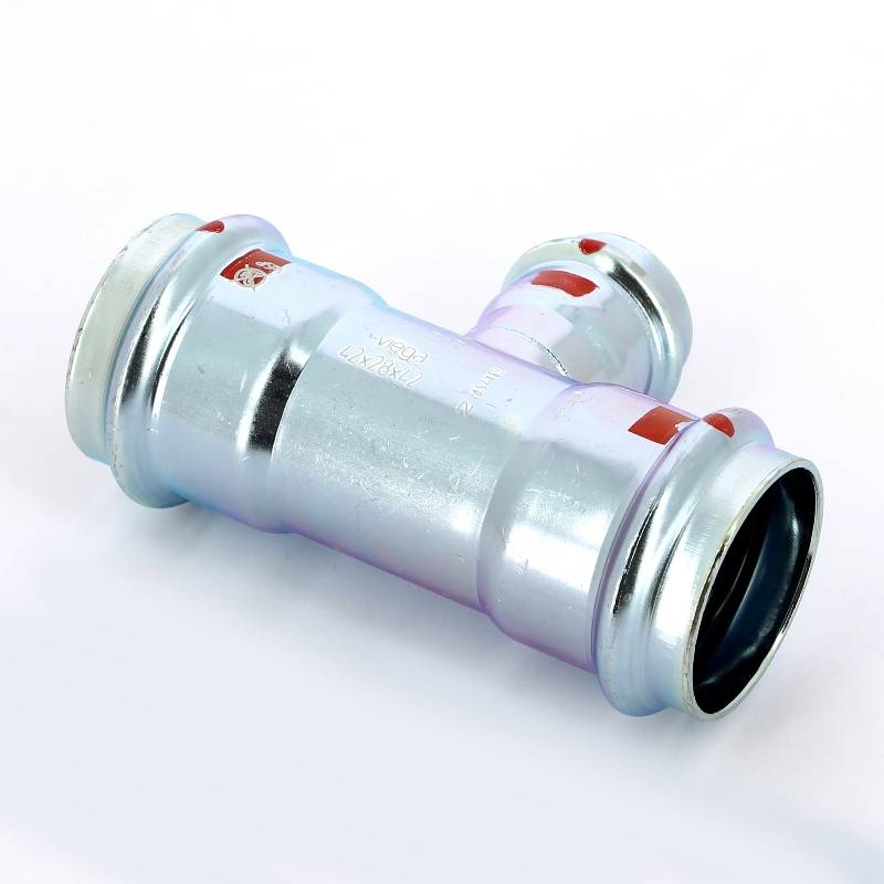 Тройник пресс Viega Prestabo оцинкованная сталь 42х28х42 мм 558796