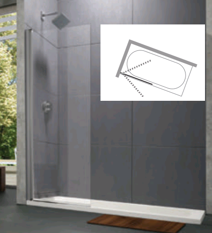 Душевая перегородка Huppé Design Pure 940x1400 мм черный прозрачное стекло Anti-Plaque