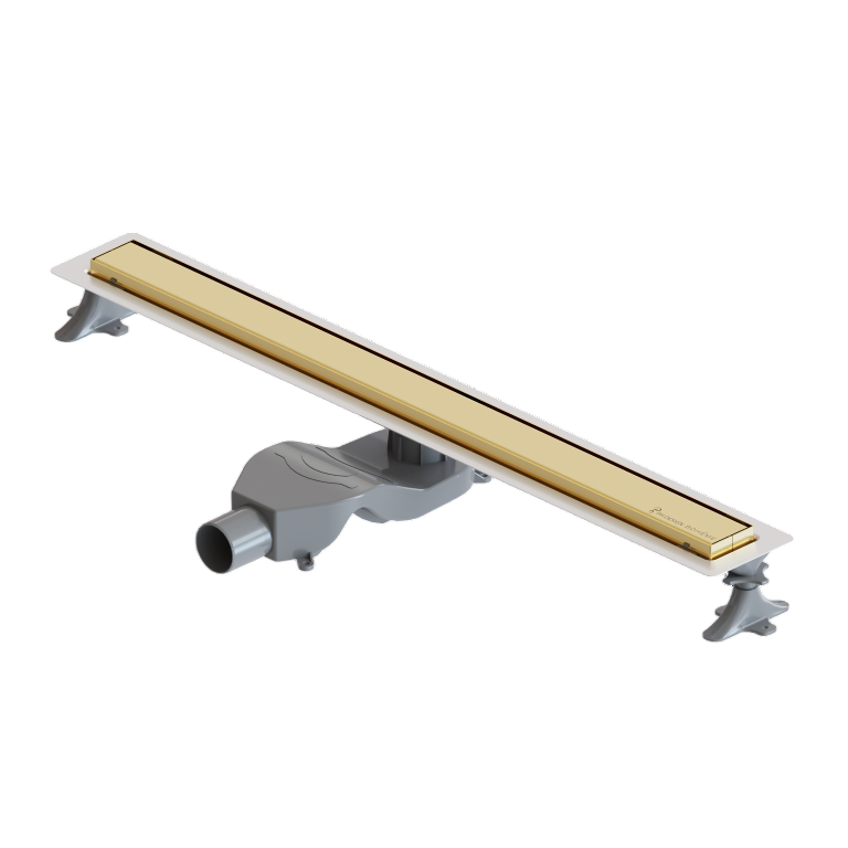 Трап линейный Boheme 80 см с решеткой и сифоном gold 982-80-G