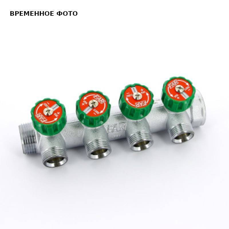 Коллектор регулирующий FAR 4 выхода 1 x 3/4 HP-BP Евроконус 45 мм 414C4340