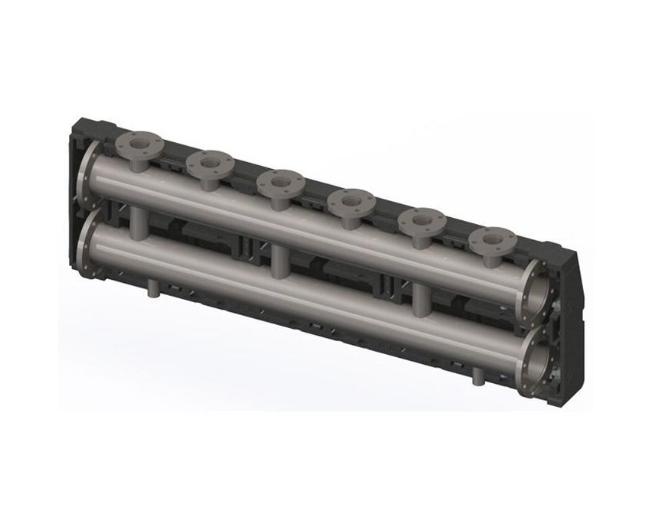 Коллектор HOGER на 3 контура DN150 в изоляции фланцевые отводы DN65 PN10 WG100653