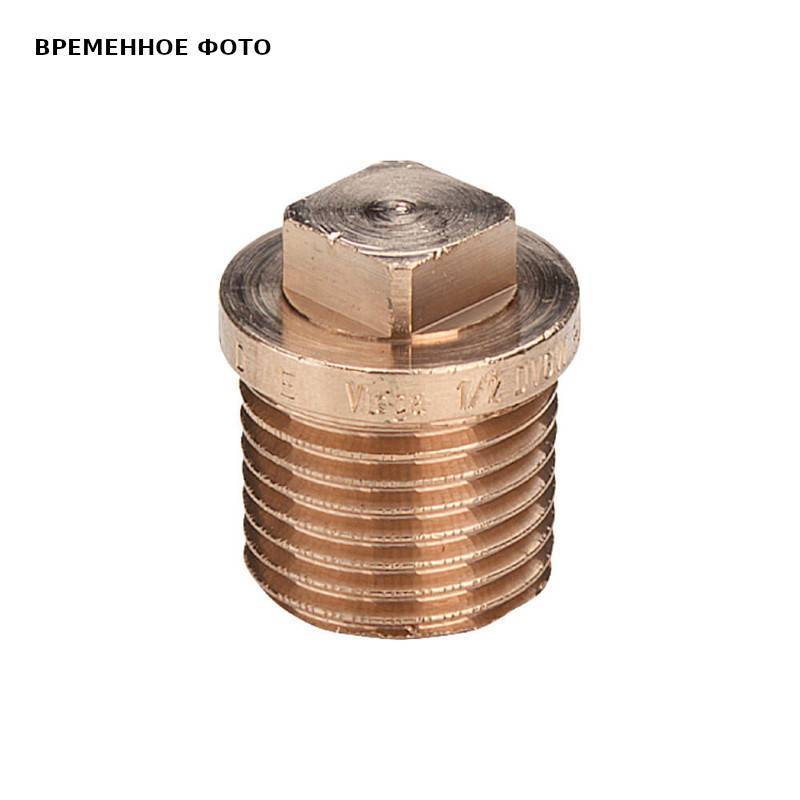 Заглушка резьбовая наружная Viega 1/8 с квадратом и бортиком бронза 441425