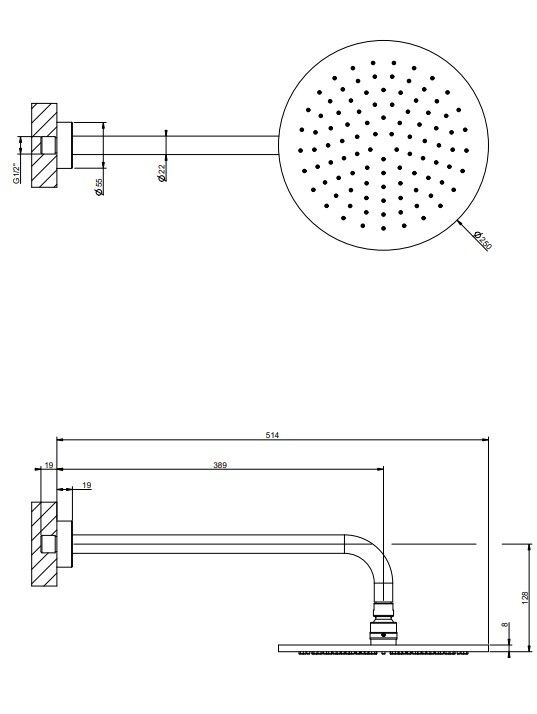 Верхний душ Gessi Habito Bath-Shower 250x250 мм настенный цвет Finox Brushed Nickel 66148