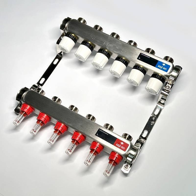 Коллекторная группа WATTS HKV 1 x 6 выходов 3/4 EK с расходомерами из нержавеющей стали 450W4306