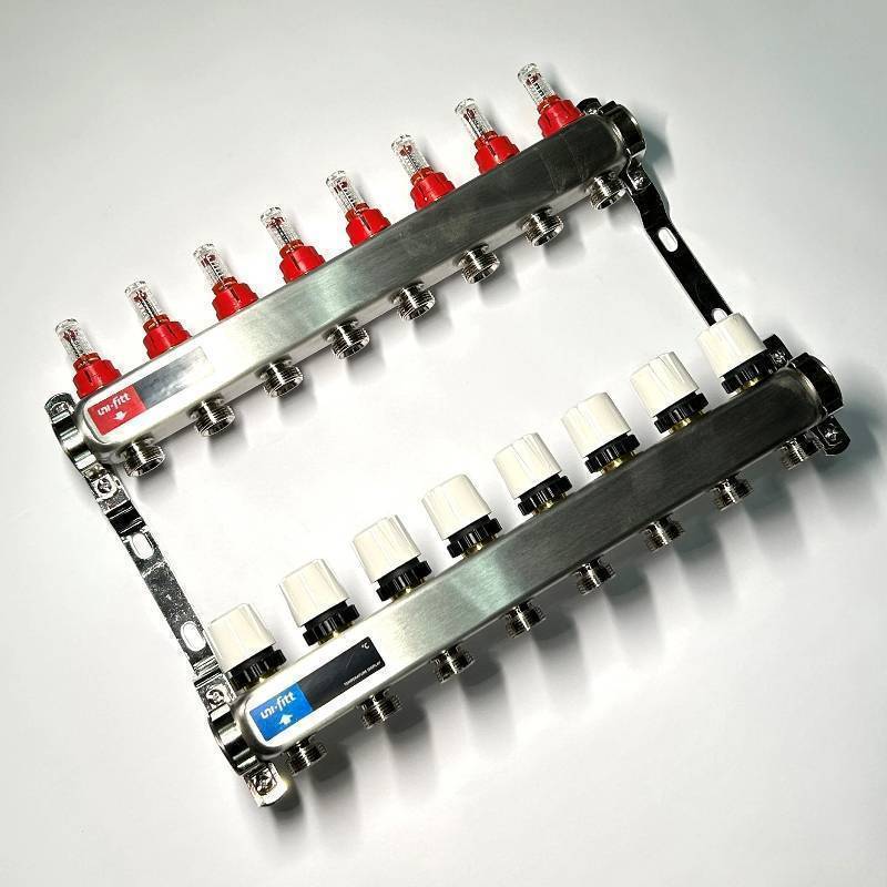 Коллекторная группа WATTS HKV 1 x 8 выходов 3/4 EK с расходомерами из нержавеющей стали 450W4308