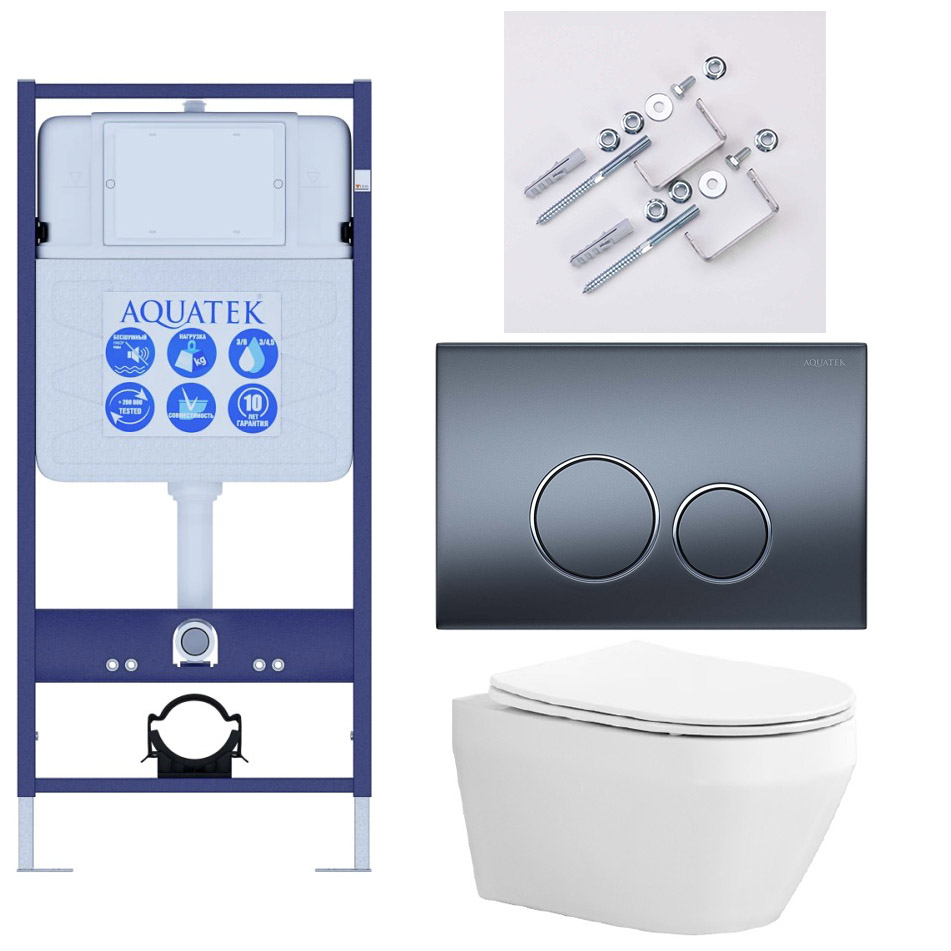 Комплект инсталляции с унитазом 4 в 1 AQUATEK ЛЕЯ Т-035 Tornado ЛЕЯ Т-035