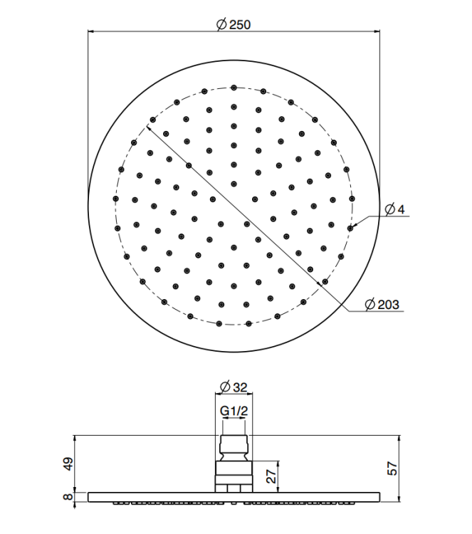 Верхний душ Fima Carlo Frattini Showerhead 250x250 мм круглый белый матовый F2621/2BS