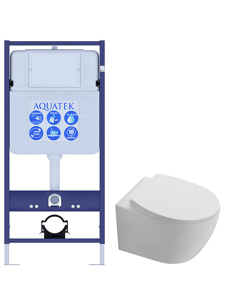 Комплект инсталляции AQUATEK Сириус (рама INS-0000012, унитаз AQ1582T-00 Tornado, сиденье soft-close) СИРИУС