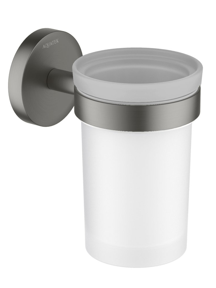 Стакан с держателем Aquanet Европа оружейная сталь AQ4104BGM