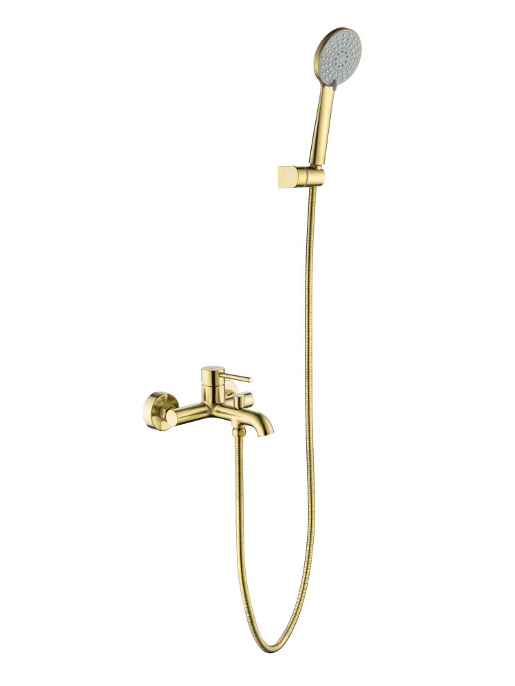 Смеситель для ванны Aquanet Европа с душевым набором 3jet шлифованное золото AQ1349BG