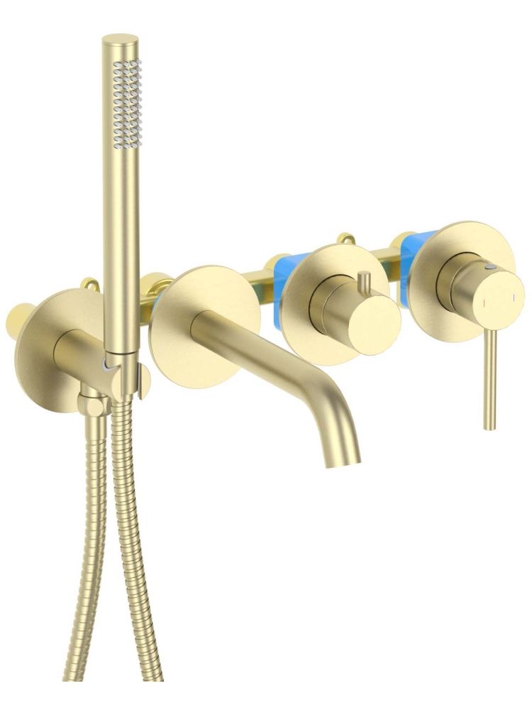 Смеситель для ванны встраиваемый Aquanet Европа внешняя и скрытая часть шлифованное золото AQ1344BG