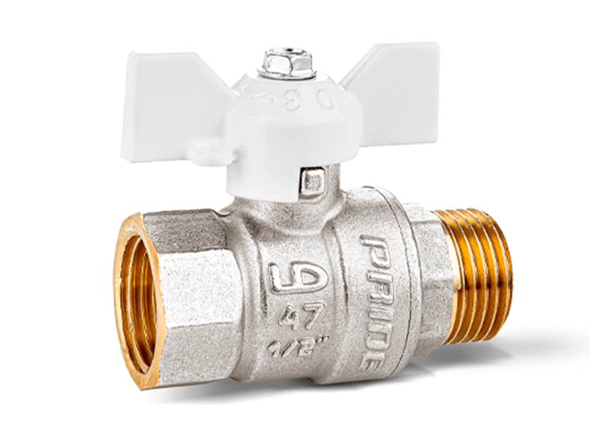 Кран шаровой LD Pride 47.25.B-Н.Б White Ду 25 Ру 40 вн-нр бабочка 47.25.B-Н.Б White