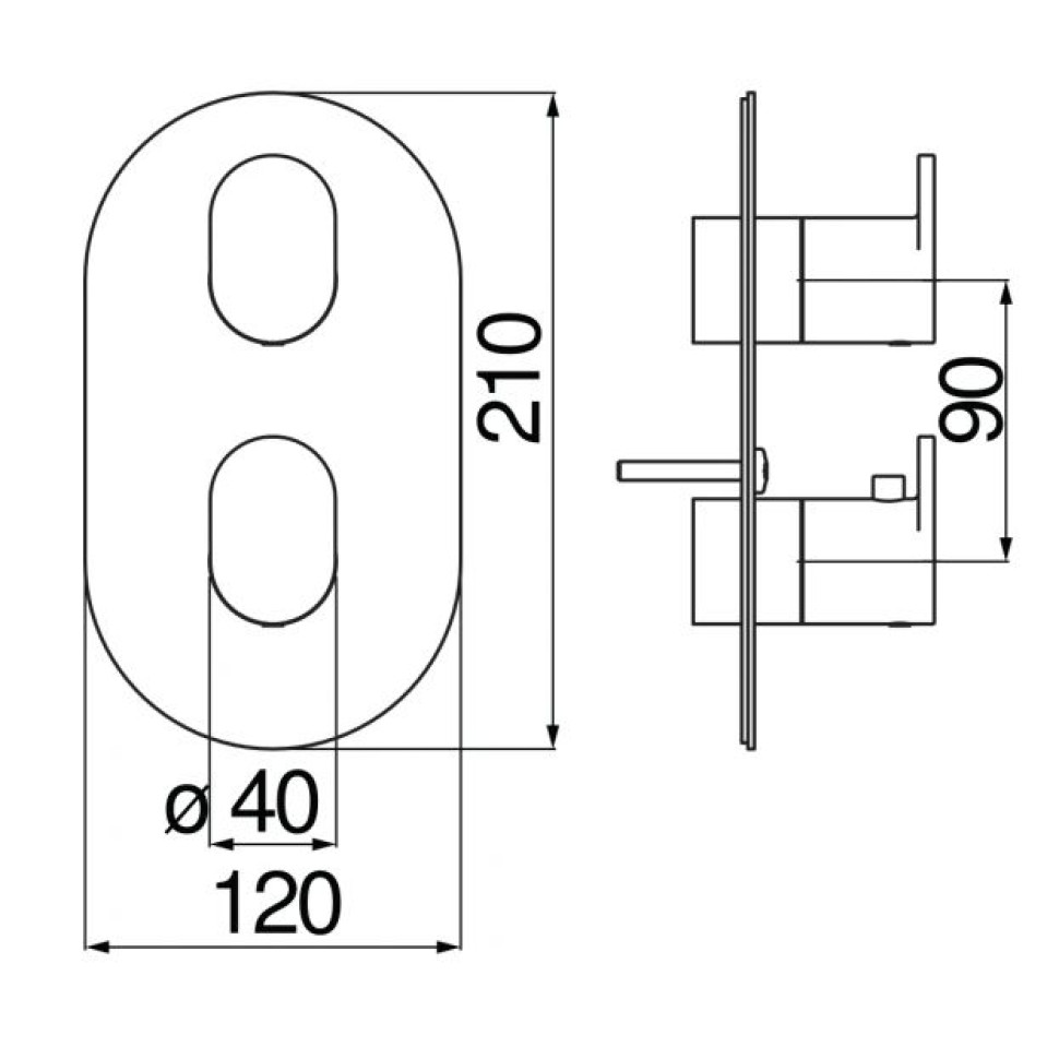 Смеситель для ванны термостатический UP внешняя часть хром UP94102CR