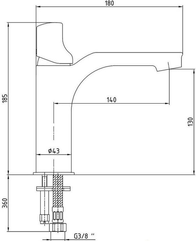 Смеситель для раковины Bravat MYRA 130 без донного клапана черный хром 104508986EX