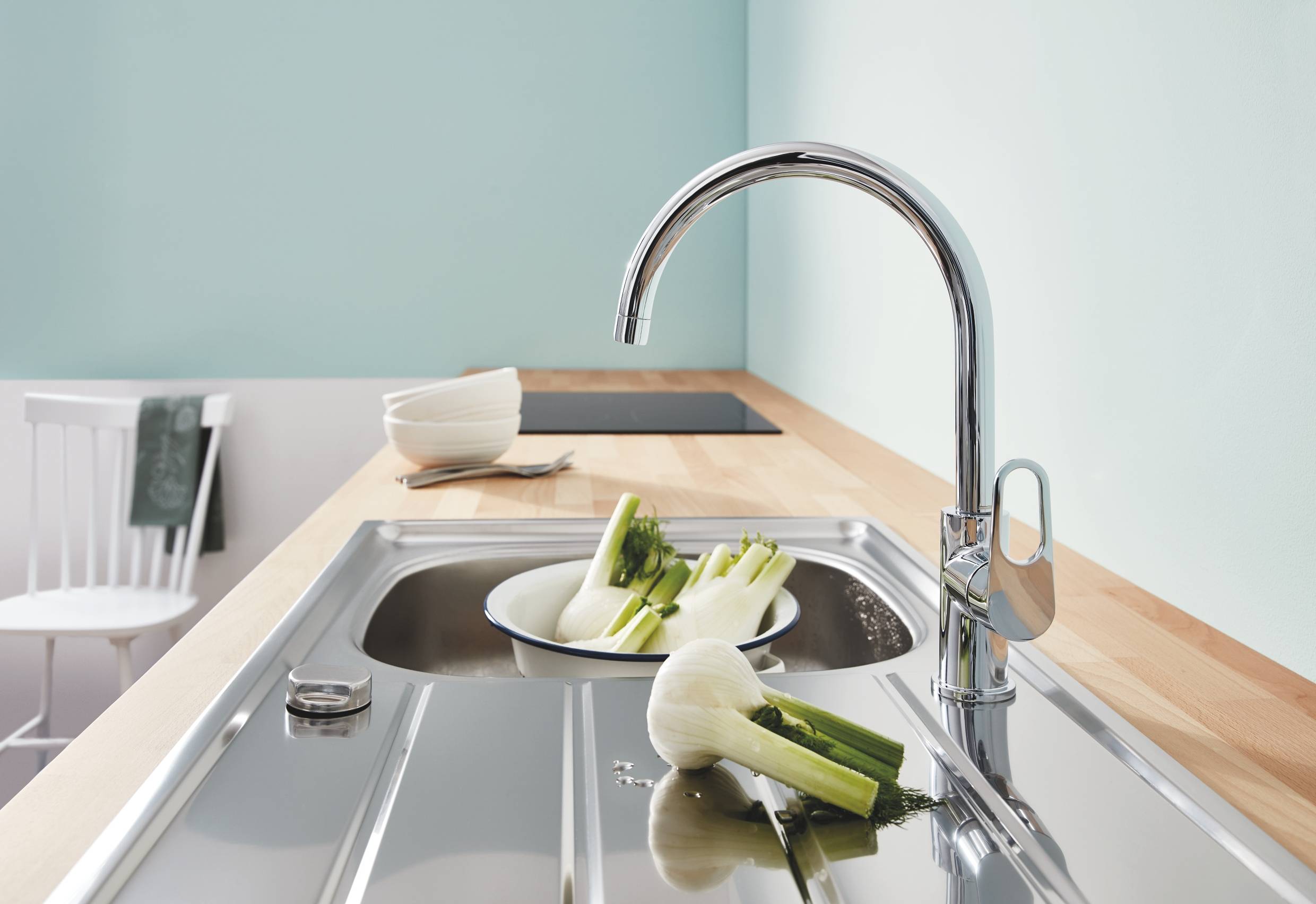 Смеситель для кухонной мойки GROHE BauFlow высокий излив хром 31538001