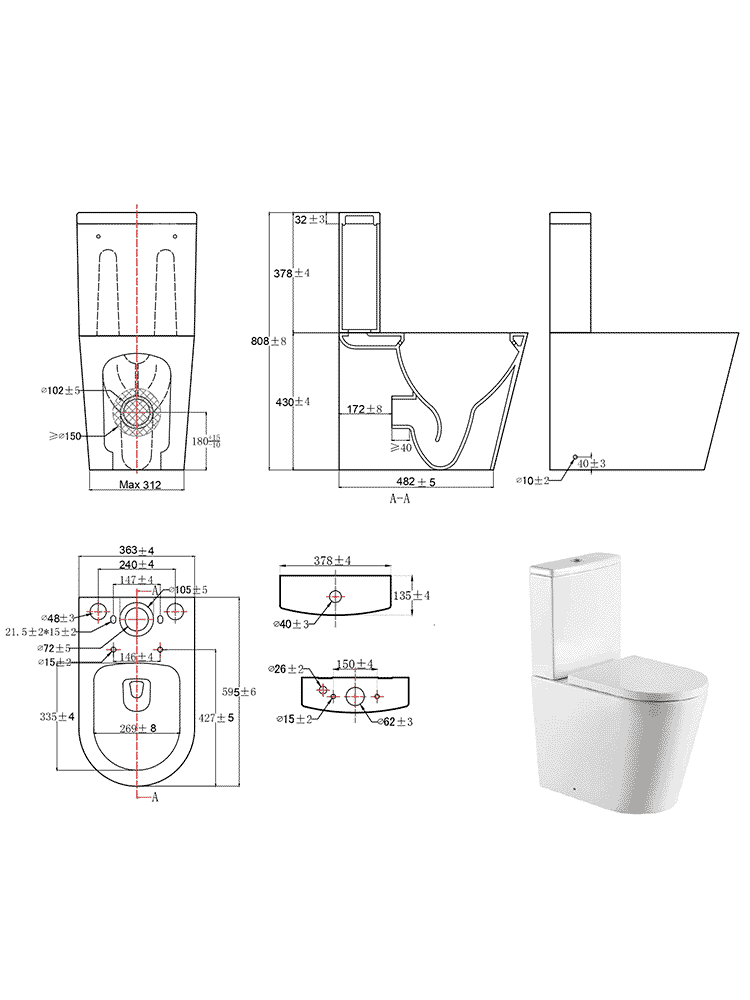 Унитаз напольный безободковый Aquanet Oberon Tornado с бачком 600x365x810 мм горизонтальный выпуск AQ1273ST-00