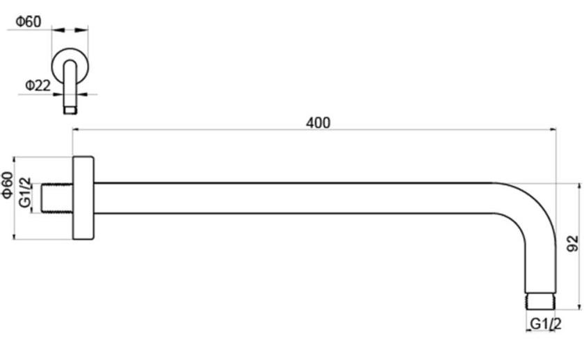 Держатель верхнего душа настенный Aquatek 400 мм матовый черный AQ2176MB