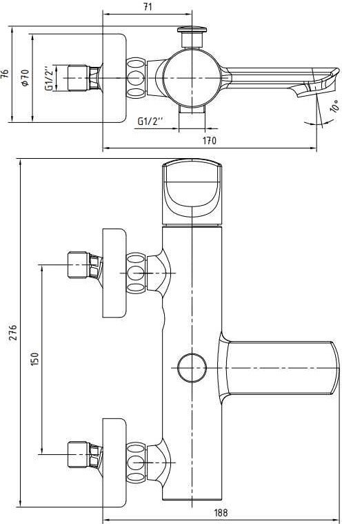 Смеситель для ванны Bravat MYRA черный хром 104502470EX