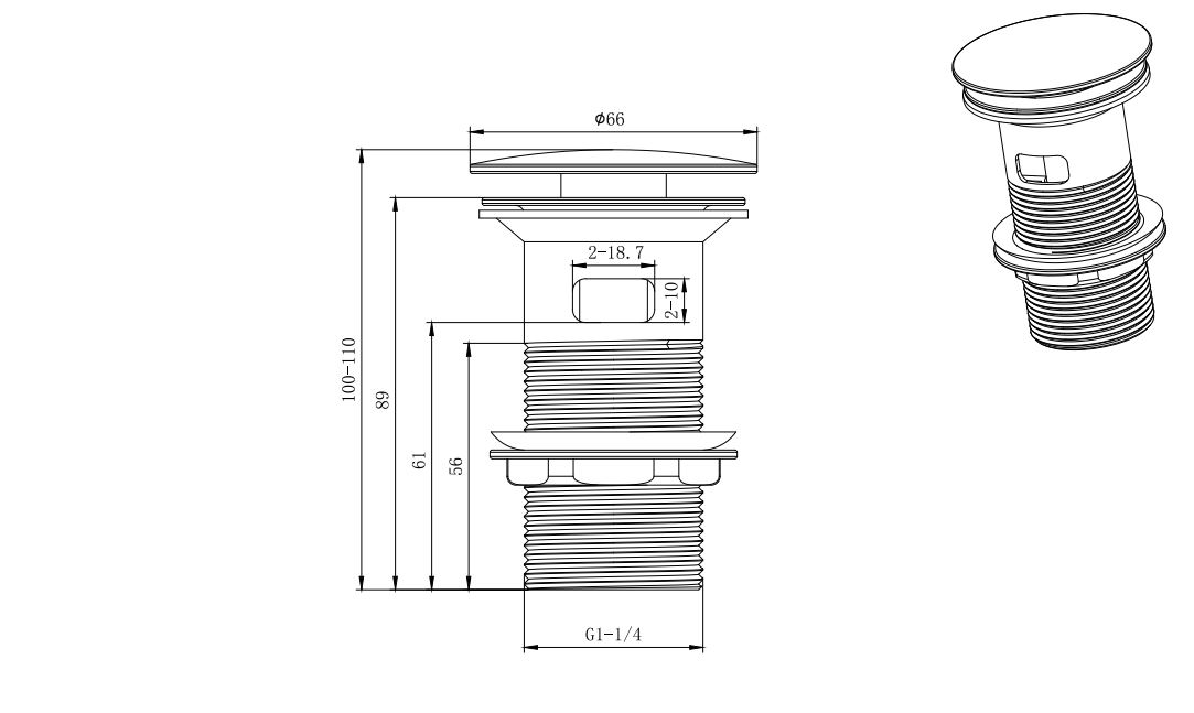 Сливной набор для раковины Aquanet Push-open с переливом AQ6001CR