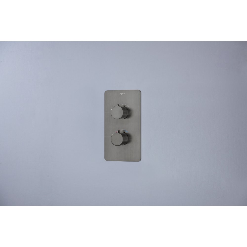 Смеситель термостатический для ванны Aquanet Европа 2 режима комплект со скрытой частью оружейная сталь AQ1392BGM