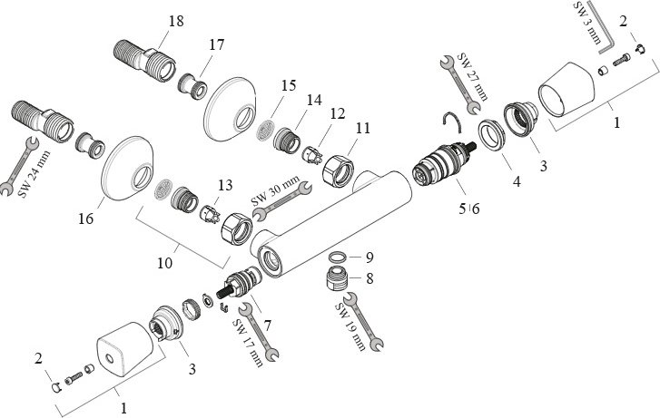 Смеситель для душа термостатический Hansgrohe Ecostat Universal 13122000