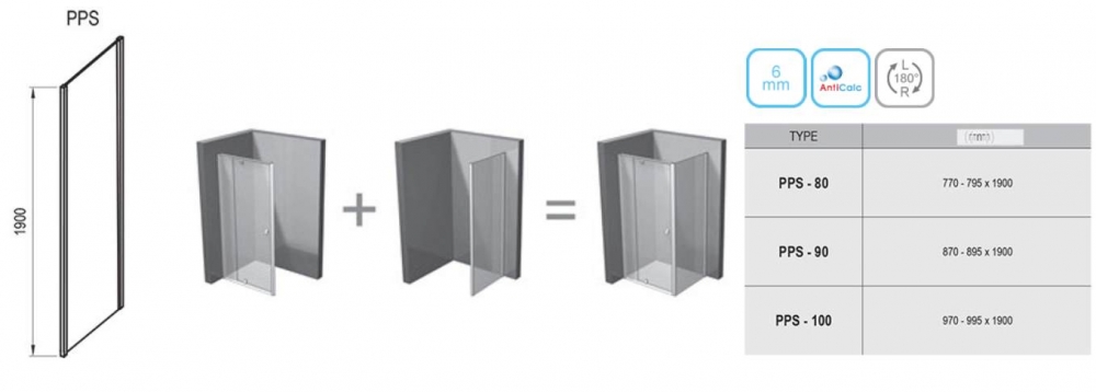 Душевая стенка Ravak Pivot PPS-100 черный профиль стекло транспарент 90GA0300Z1