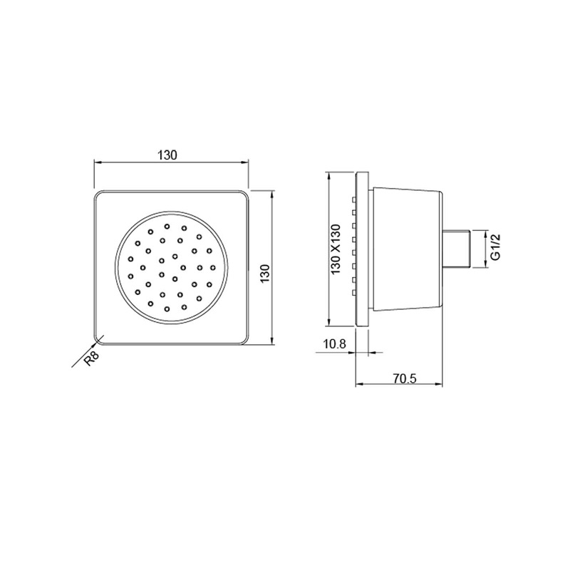 Форсунка боковая Aquanet 130x130 мм матовый черный AQ2099MB