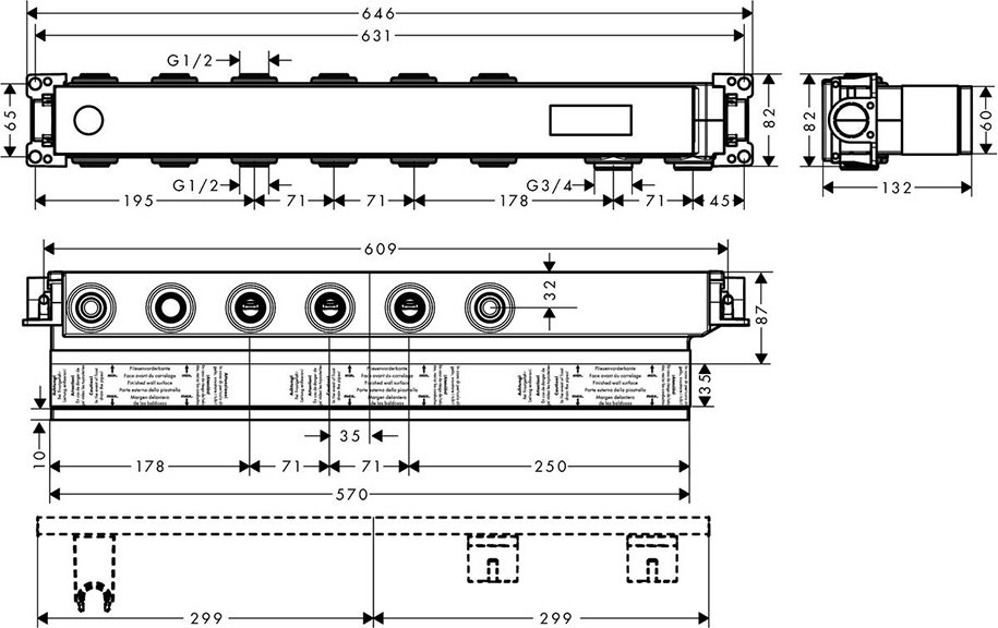 Скрытая часть термостатического смесителя Hansgrohe RainSelect 15312180