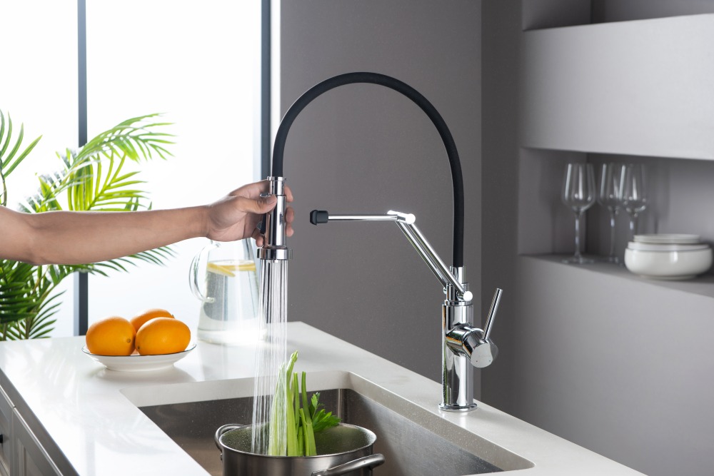 Смеситель для кухни Aquanet Европа профессиональный 2 jet хром AQ1388CR