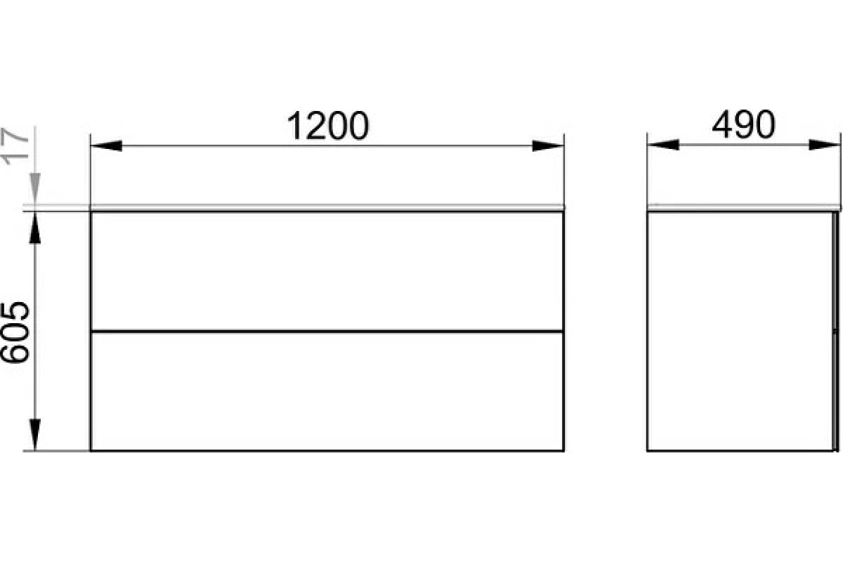Тумба под умывальник KEUCO PLAN 1200x490x605 мм инокс матовый 32983290000