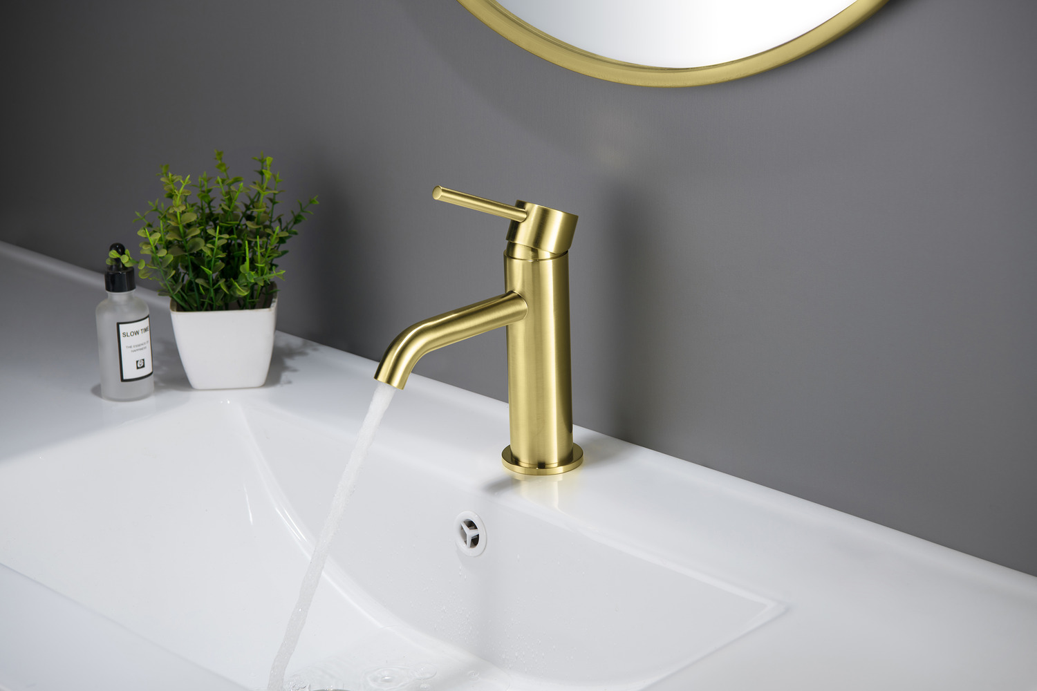 Смеситель для раковины Aquanet Европа AQ1310BG без донного клапана шлифованное золото AQ1310BG