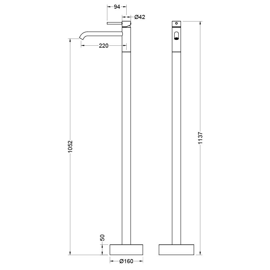 Смеситель для раковины напольный Aquanet Europa оружейная сталь AQ1309BGM