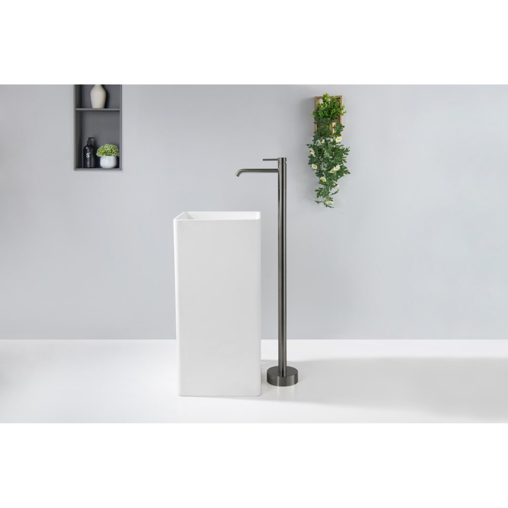 Смеситель для раковины напольный Aquanet Europa оружейная сталь AQ1309BGM