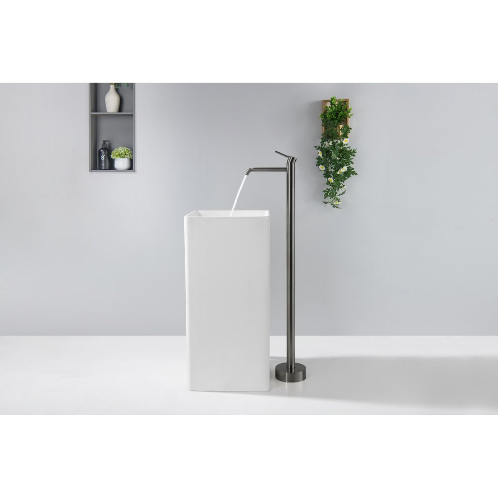 Смеситель для раковины напольный Aquanet Europa оружейная сталь AQ1309BGM