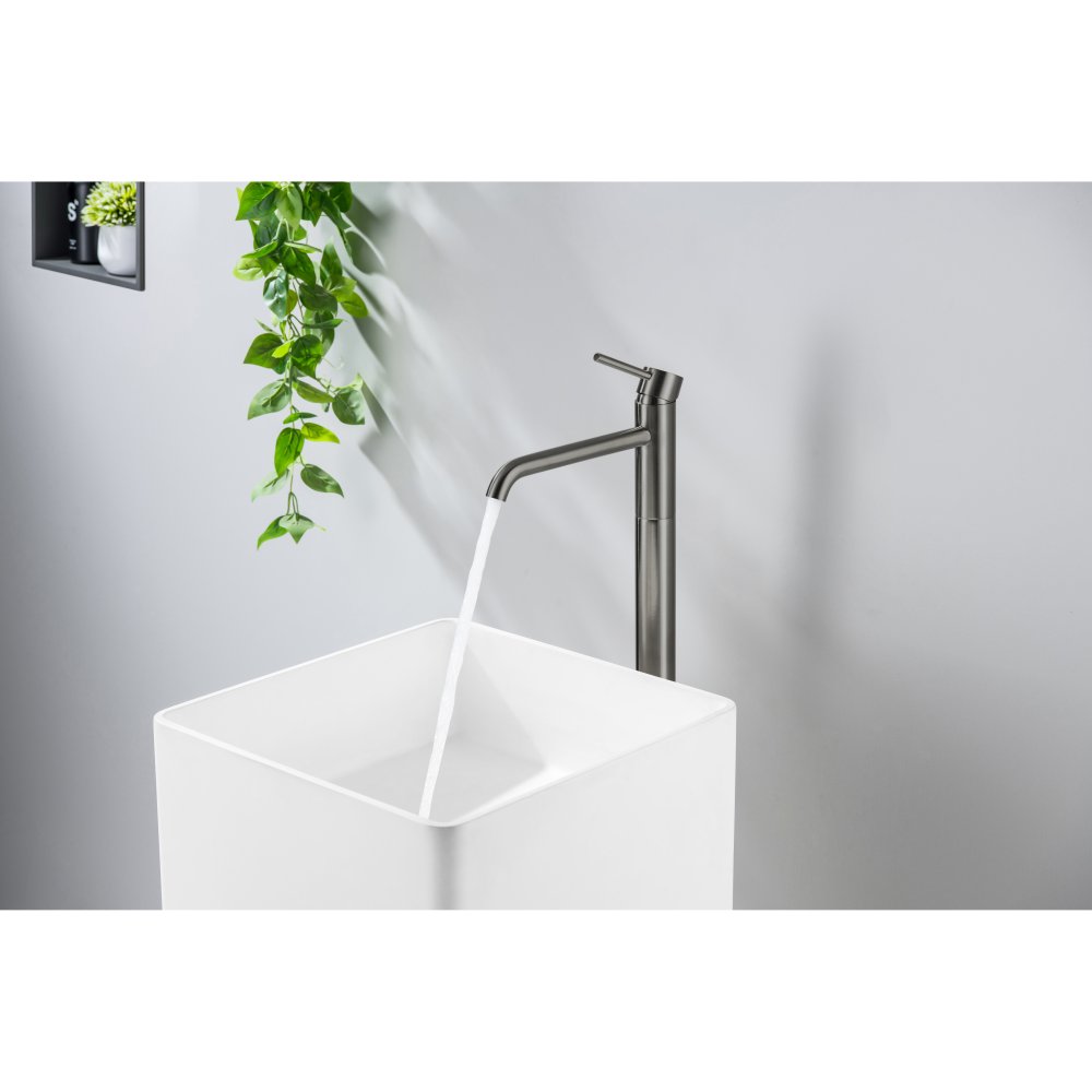 Смеситель для раковины напольный Aquanet Europa оружейная сталь AQ1309BGM