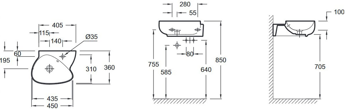 Рукомойник Jacob Delafon Nouvelle Vague EGK112-00