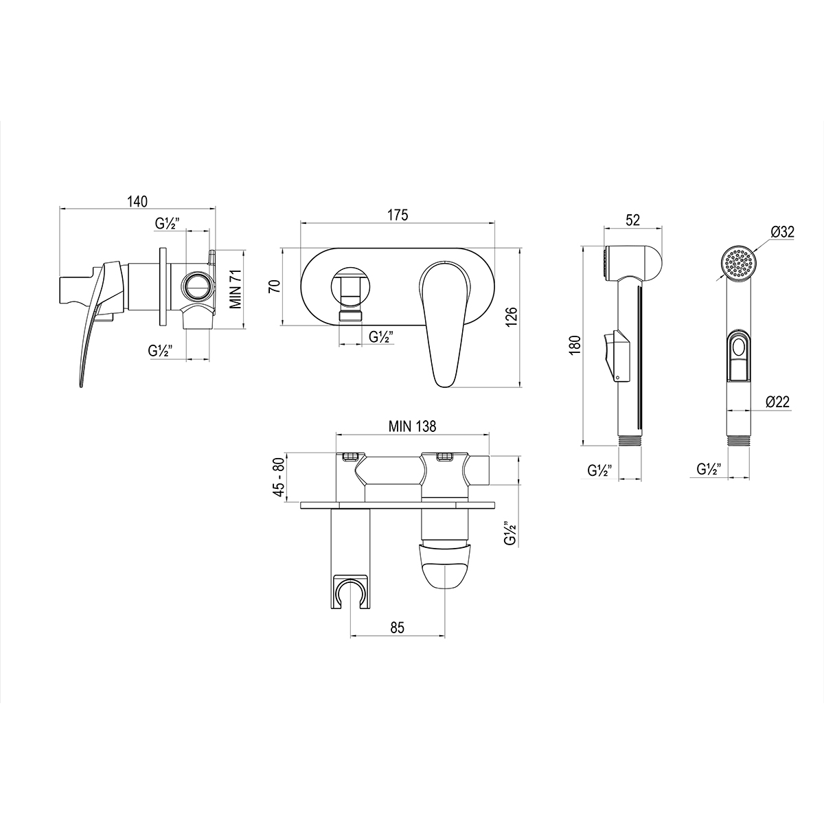 Смеситель для гигиенического душа Lemark Linara встраиваемый хром LM0419C
